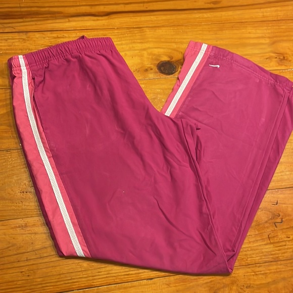 XL Nike pink white side stripe 4-pocket split ankle athletic track jogger pants - Picture 5 of 14